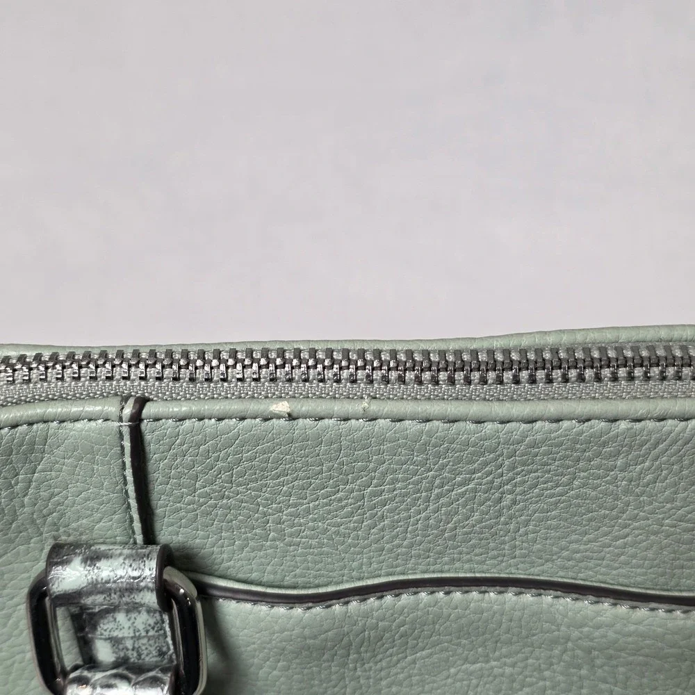 Liz Claiborne Mini Satchel Dome‎ Crossbody Bag Medium Mint Green Snakeskin Trim
